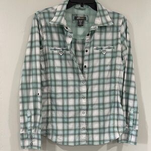 Eddie Bauer Green Plaid long sleeve size S woman’s outdoor vented